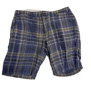 Banana Republic Shorts Mens 33 Waist Plaid Linen Model Chino